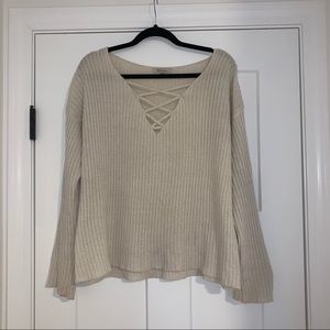 Oversized lace up sweater